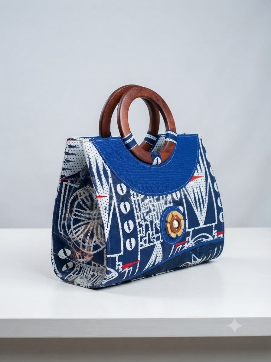 Sac à Main Élégant en pagne et Bois